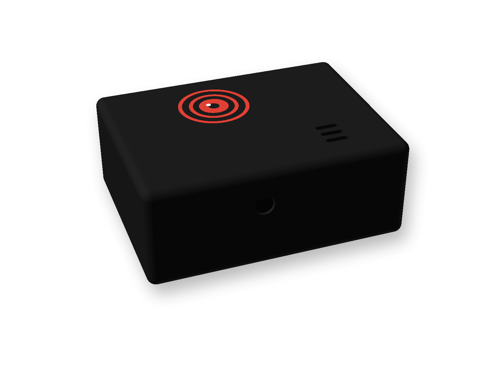 beacon battery, matte black pocket detector, closed case